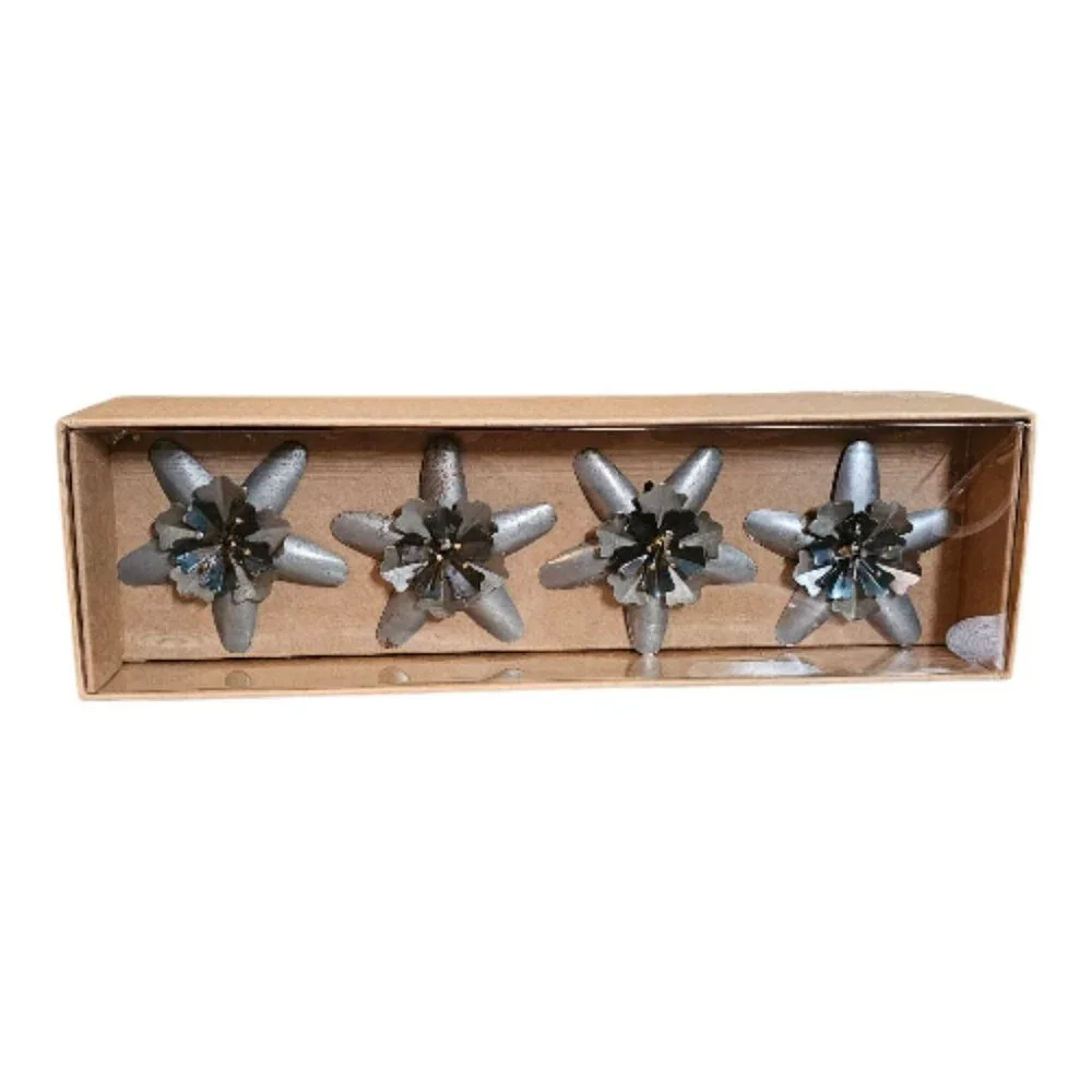 West Elm Set of 4 Metal Floral Napkin Ring Holders, NWT
